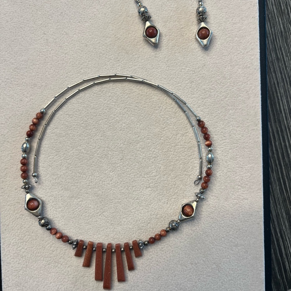 Red Jasper and silver choker and earrings set from Sedona